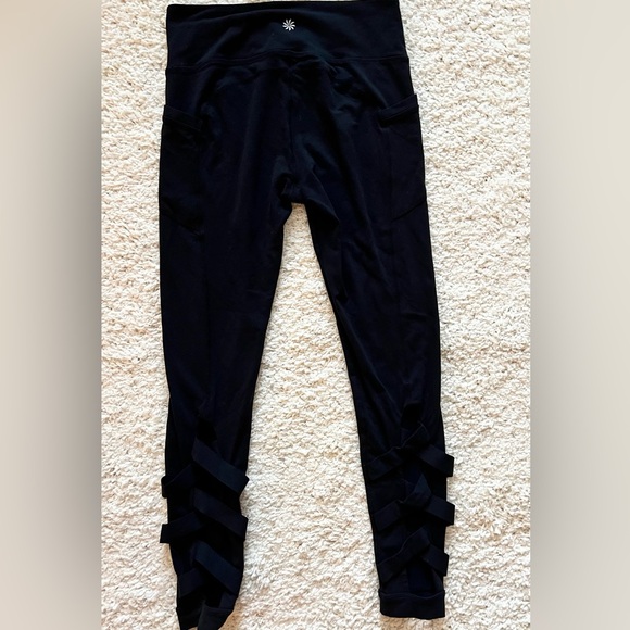 Athleta Black Leggings with Lace back Size Medium - Picture 6 of 9